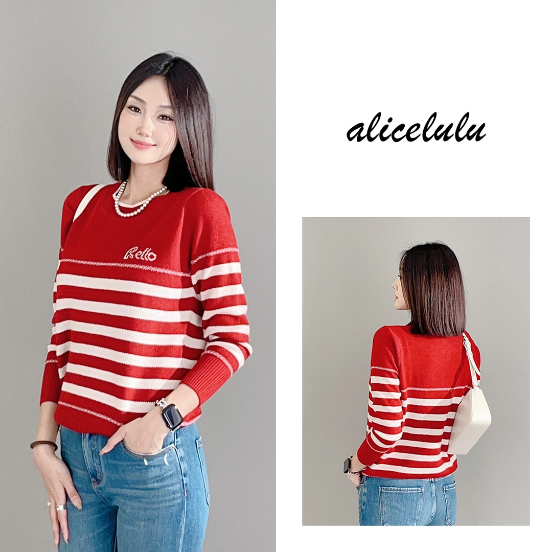2  ALICE “减龄密码”毛衣 时髦条纹 优雅拼色 S1034346U