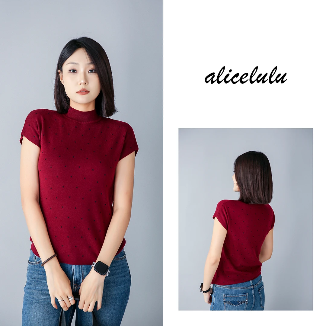 1 ALICE “波点幻想”毛衣 半高领 优雅复古 S2139256T