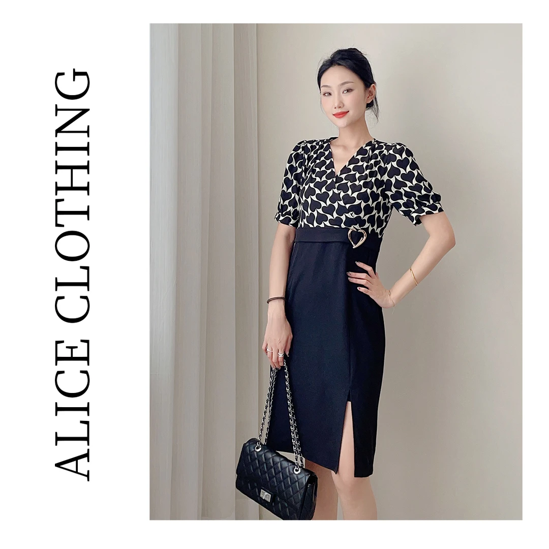 3【ALICE “黑桃心动”通勤连衣裙】轻盈优雅 藏肉显瘦S2132721Q