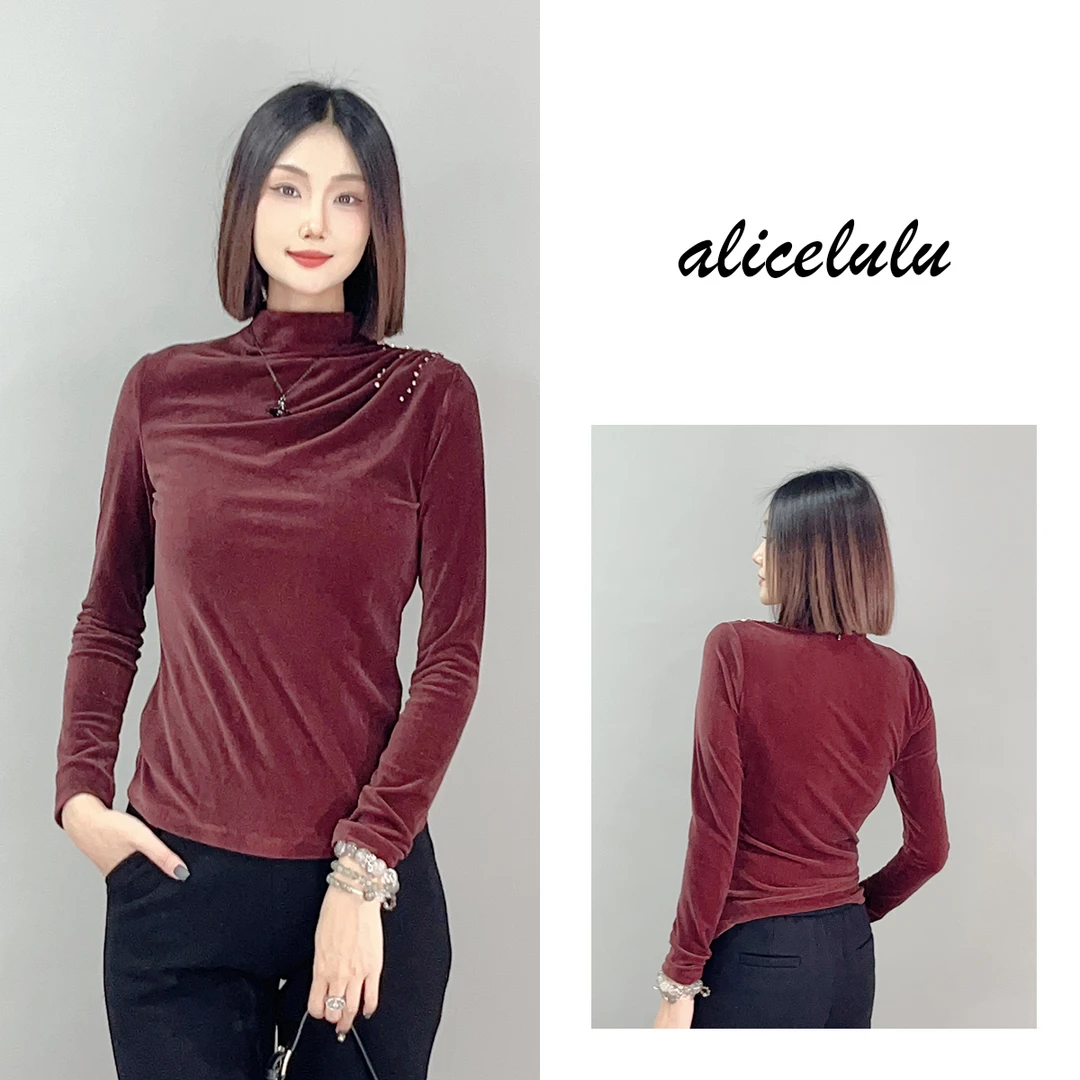 1 ALICE “美人霁”衬衫国风霁红 钉钻捏褶 S2140576E