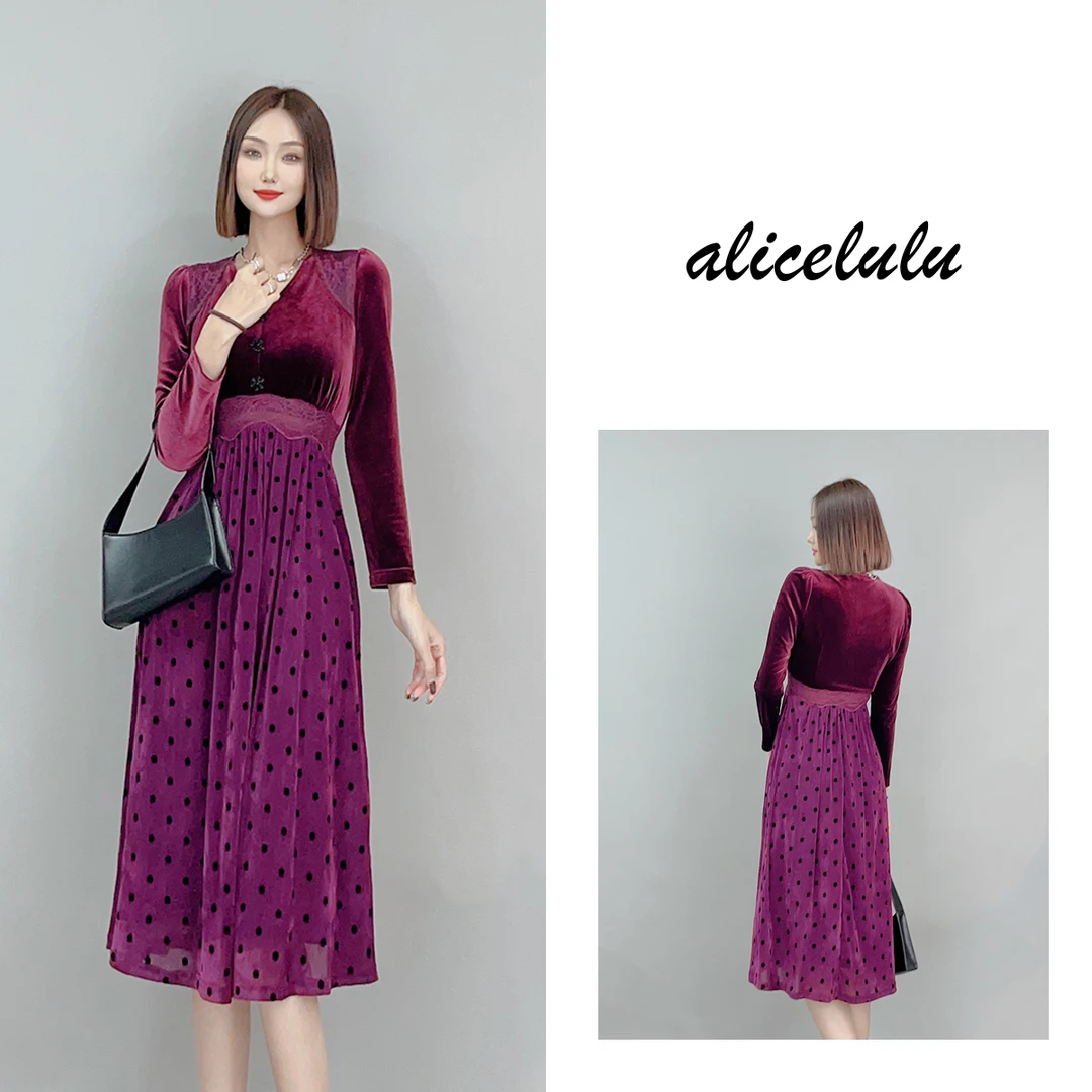 1 ALICE “公主殿下”连衣裙 优雅波点 华美丝绒 S2141371Q