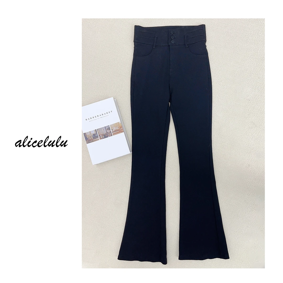 [早春补贴] ALICE “漫画腿”休闲裤 优雅微喇 高腰时髦 S621832T