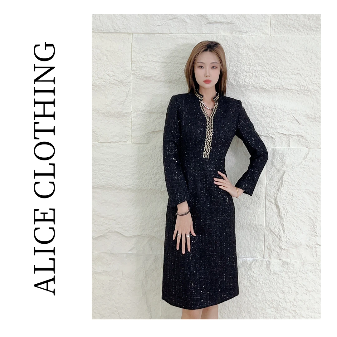 1【ALICE “宴会女主人”连衣裙】小香编织 华美烫钻 S1032547W