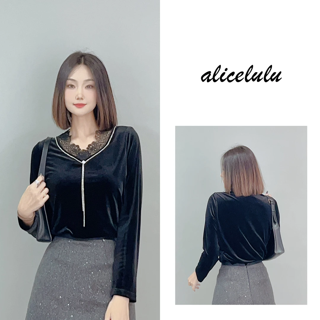 1 ALICE “心耀系列”衬衫 璀璨钻饰 华美丝绒 S1034817A
