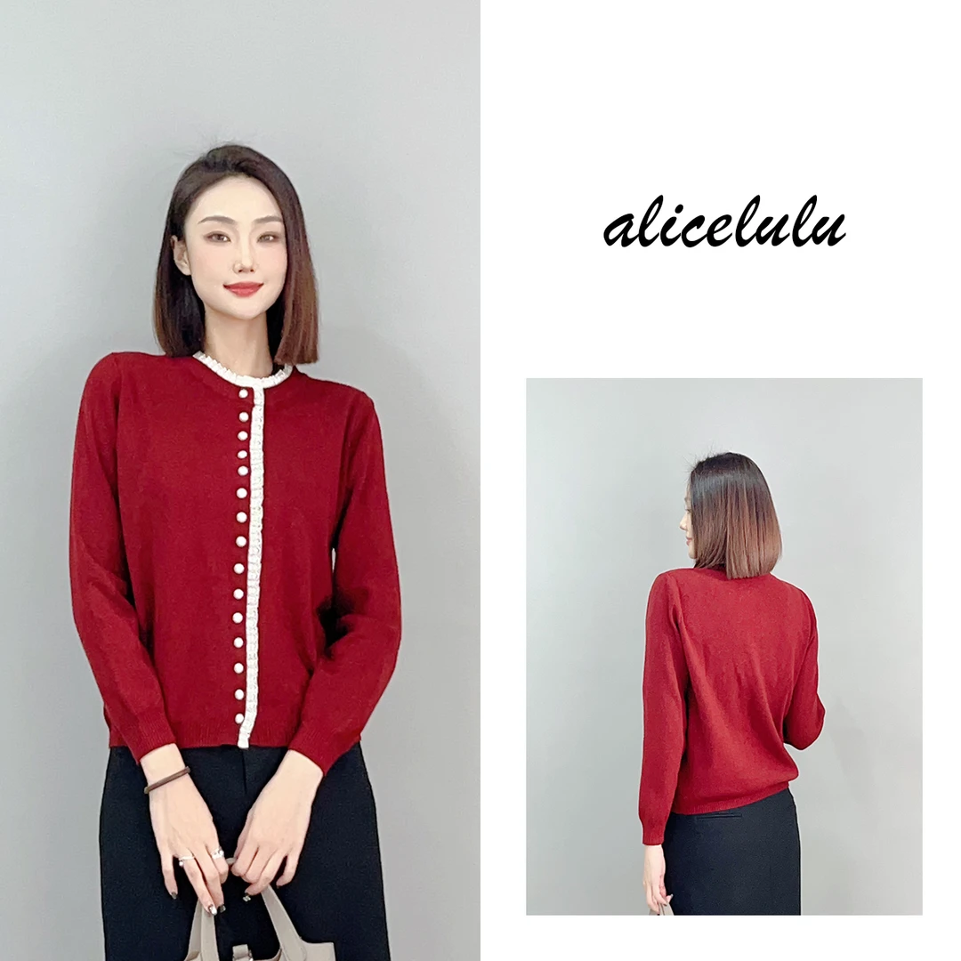 1 ALICE “少女情怀”毛衣 柔美蕾丝 优雅钉珠 S2141322U