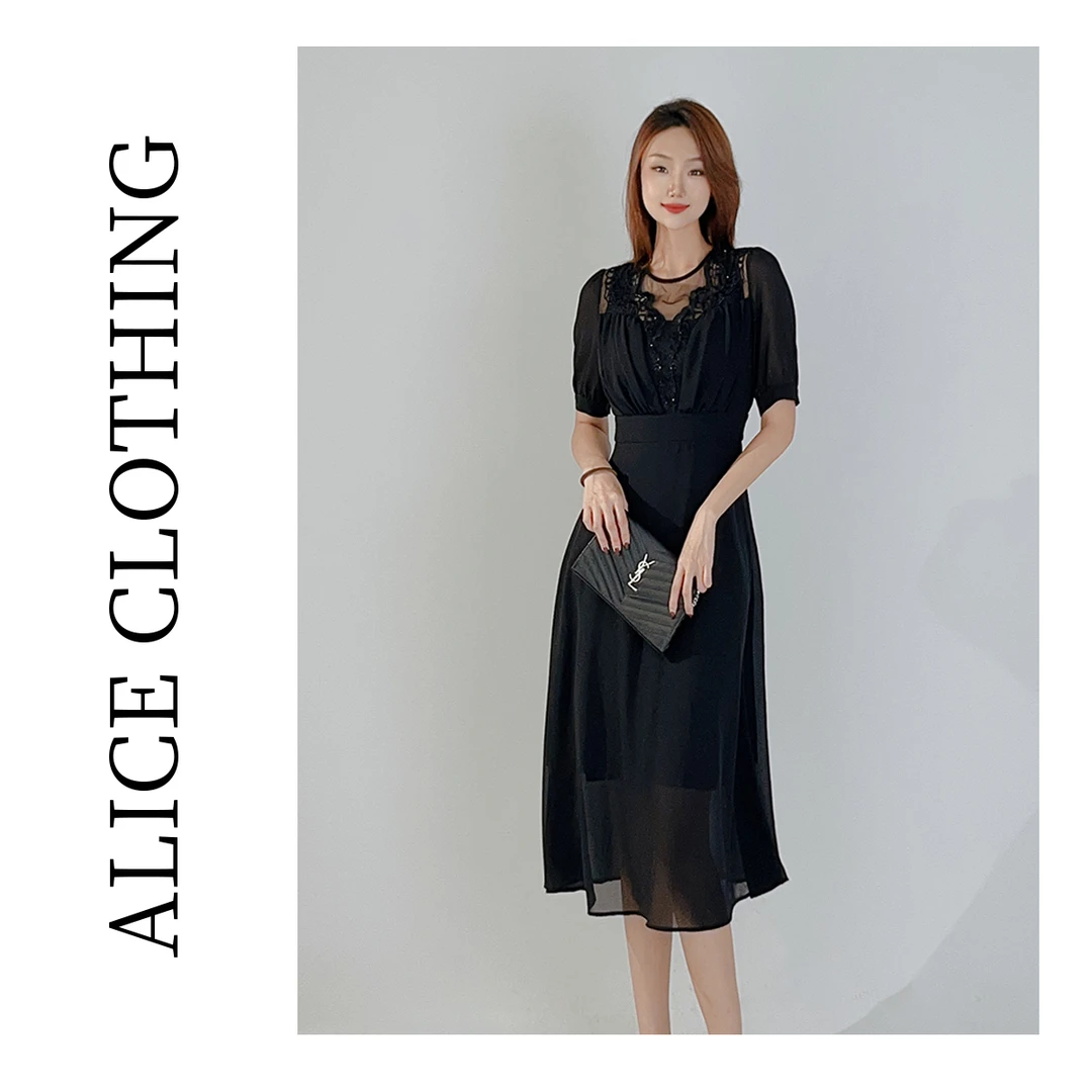 1 ALICE “黑牡丹”连衣裙 闪耀刺绣 轻盈飘逸 S1033630A