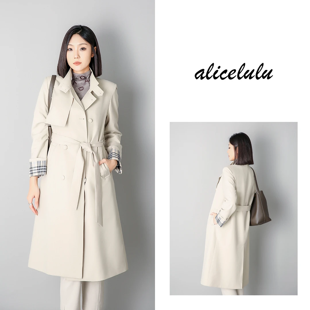 1ALICE “御风英伦”风衣 时髦格纹 挺括飒美 S2139043J