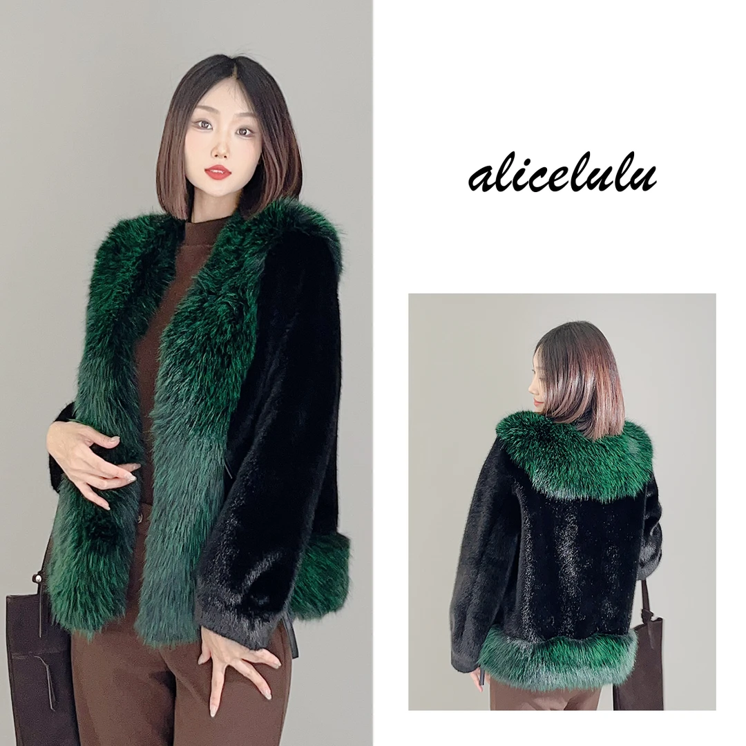 1 ALICE “幻彩冬夜”绒毛外套 渐变毛领 名媛贵气 S2140225Tr