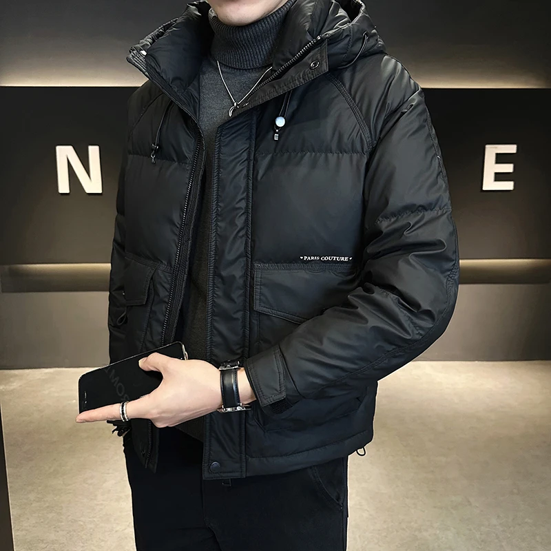 轻薄羽绒服男冬季2024新款潮牌帅气连帽短款加厚保暖冬装男士外套
