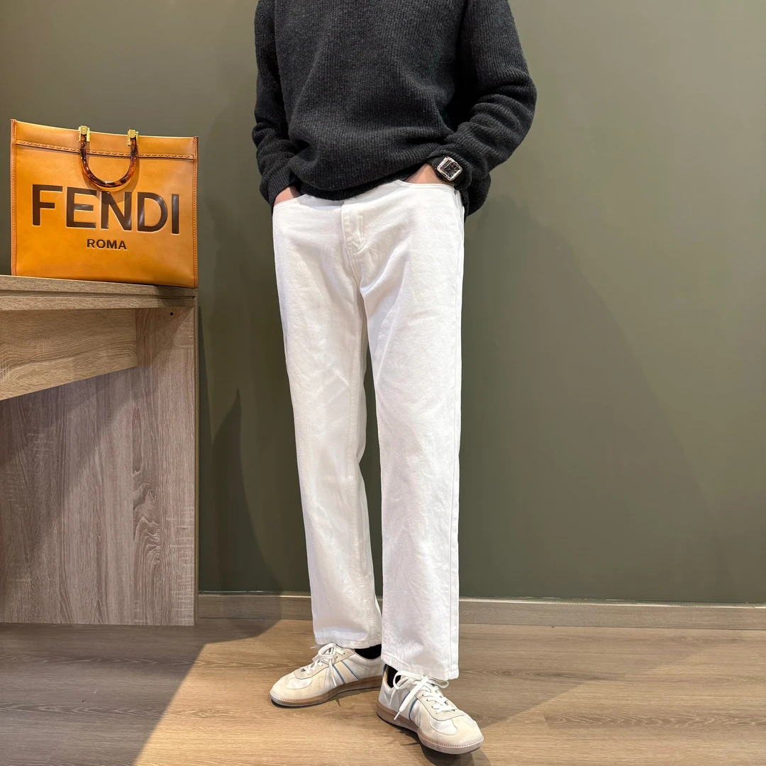 WUSHE物社男士简约风直筒休闲弹力牛仔裤韩版百搭时尚男牛仔裤子