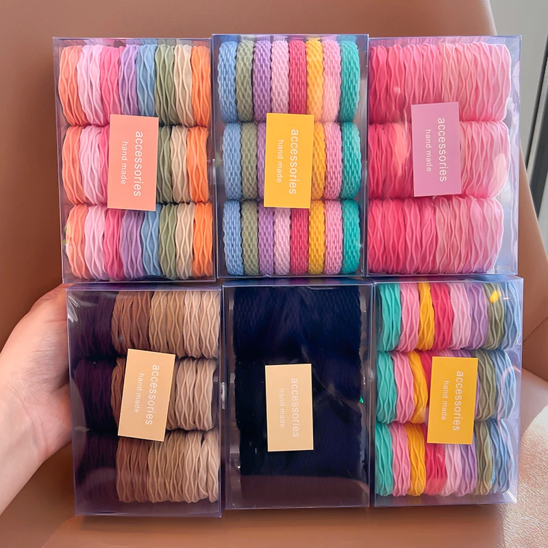 【儿童】不伤发皮圈高弹力可爱头绳手工饰品宝宝发饰编织彩色发绳