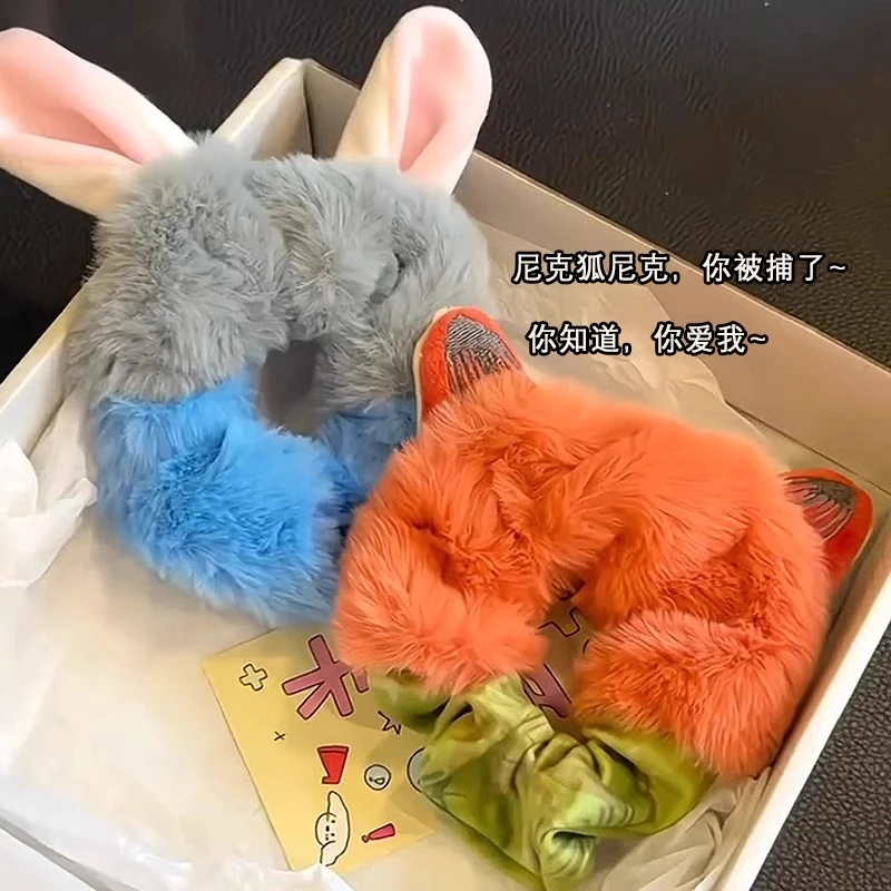 【狐尼克】毛绒大肠发圈女2024新款秋冬发绳卡通可爱儿童扎发头绳