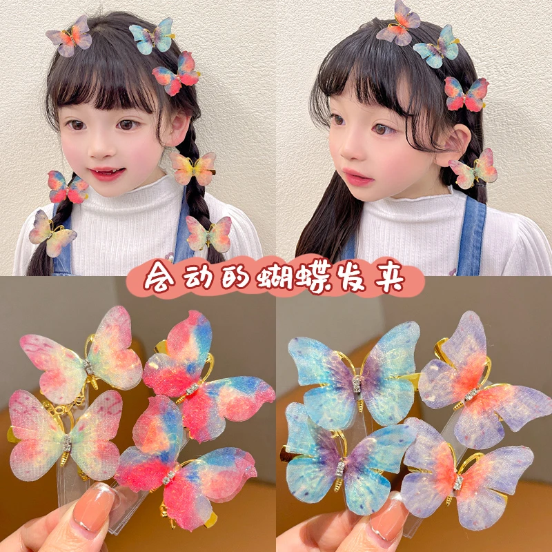 会动的蝴蝶发夹女儿童立体夹子碎发侧边夹灵动蝴蝶发卡头饰发饰女