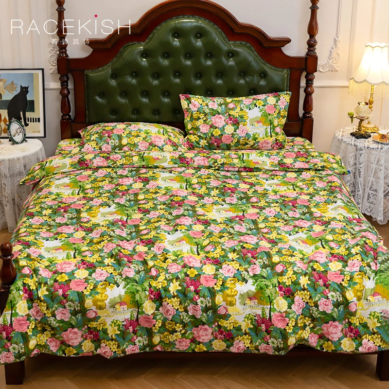 Racekish莫奈花园三件套四件套家居创意复古日用卧室床品套件
