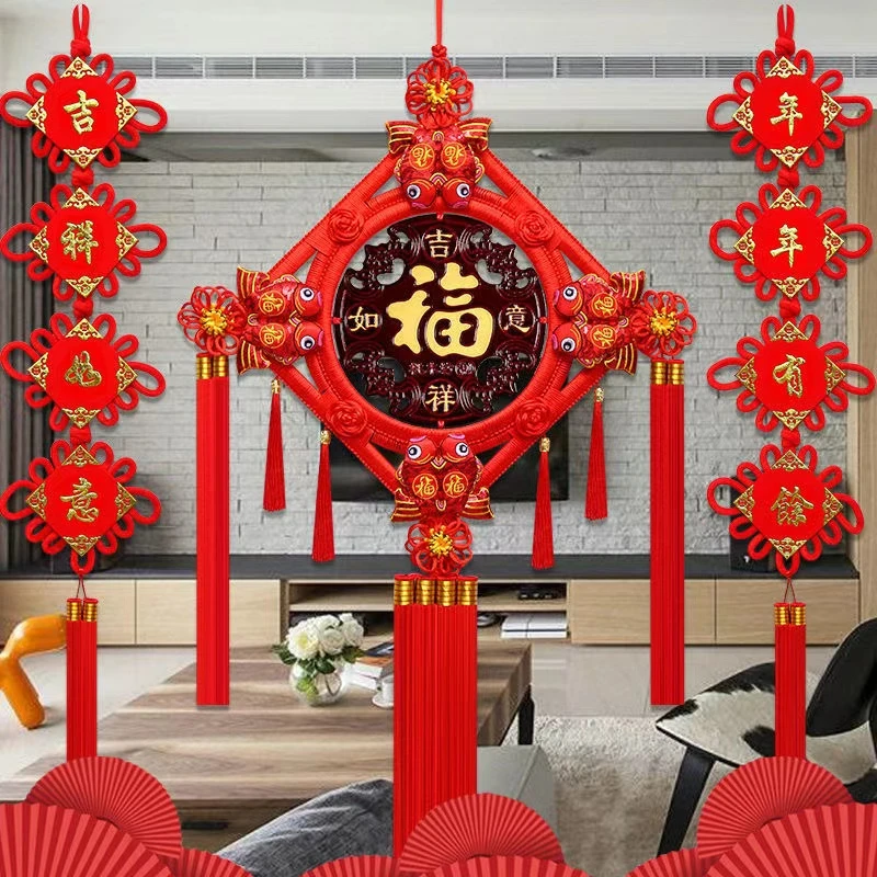 桃木中国结挂件客厅大号福字客厅玄关挂饰春节新年过年装饰