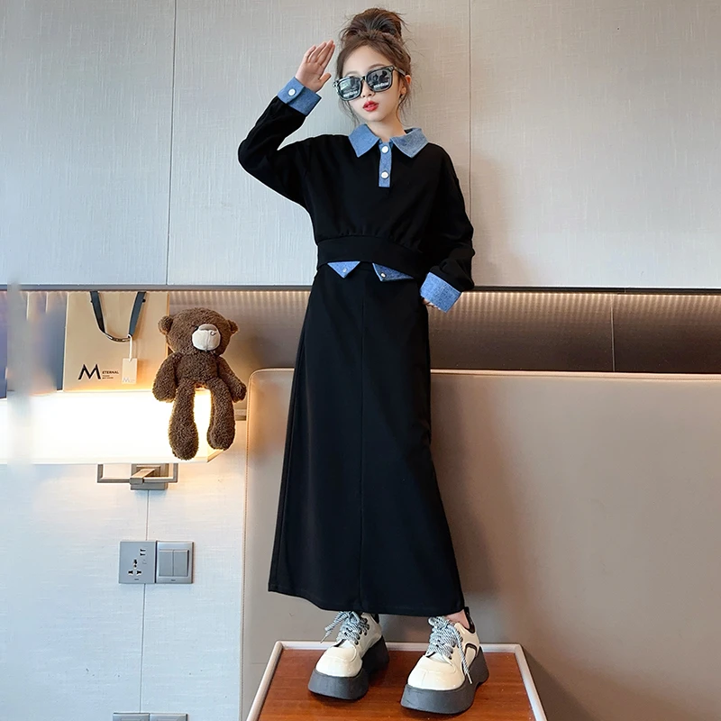【月蜜儿】女童休闲牛仔拼接套裙2025风韩版小众中洋气设计感两件套