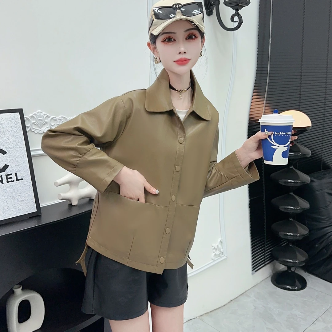 皮衣女外套皮夹克外套休闲春秋显瘦短款气质网红时尚百搭88105