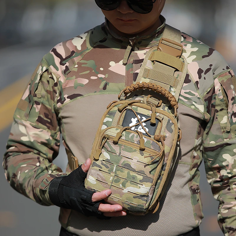 新款印鱼胸包迷彩快速反应单肩斜挎包户外快取腰包弹弓包工具包男