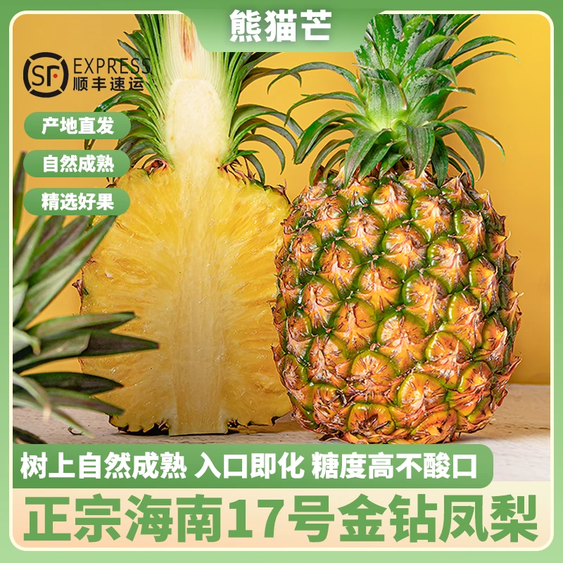 【顺丰】 海南树熟金钻凤梨新鲜应季水果香甜多汁产地现摘现发5/8斤