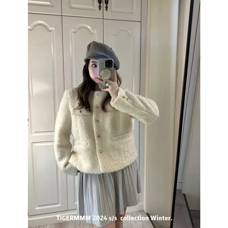 TIGERMMM__  外套 . 圈圈羊毛圆领经典小香风外套
