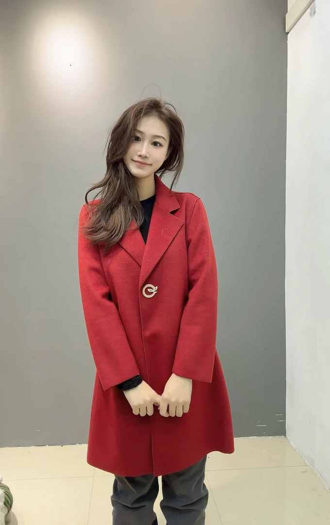 2111 秋冬季时尚气质绵羊毛双面羊毛大衣女士