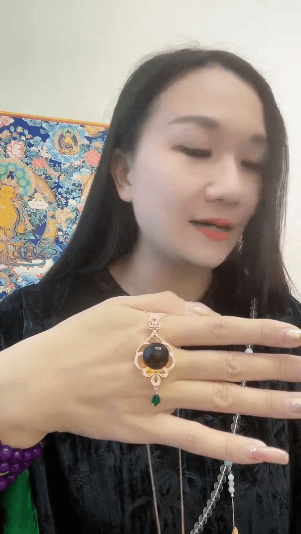 【闪购商品】琥珀颈饰银S925镶嵌0662