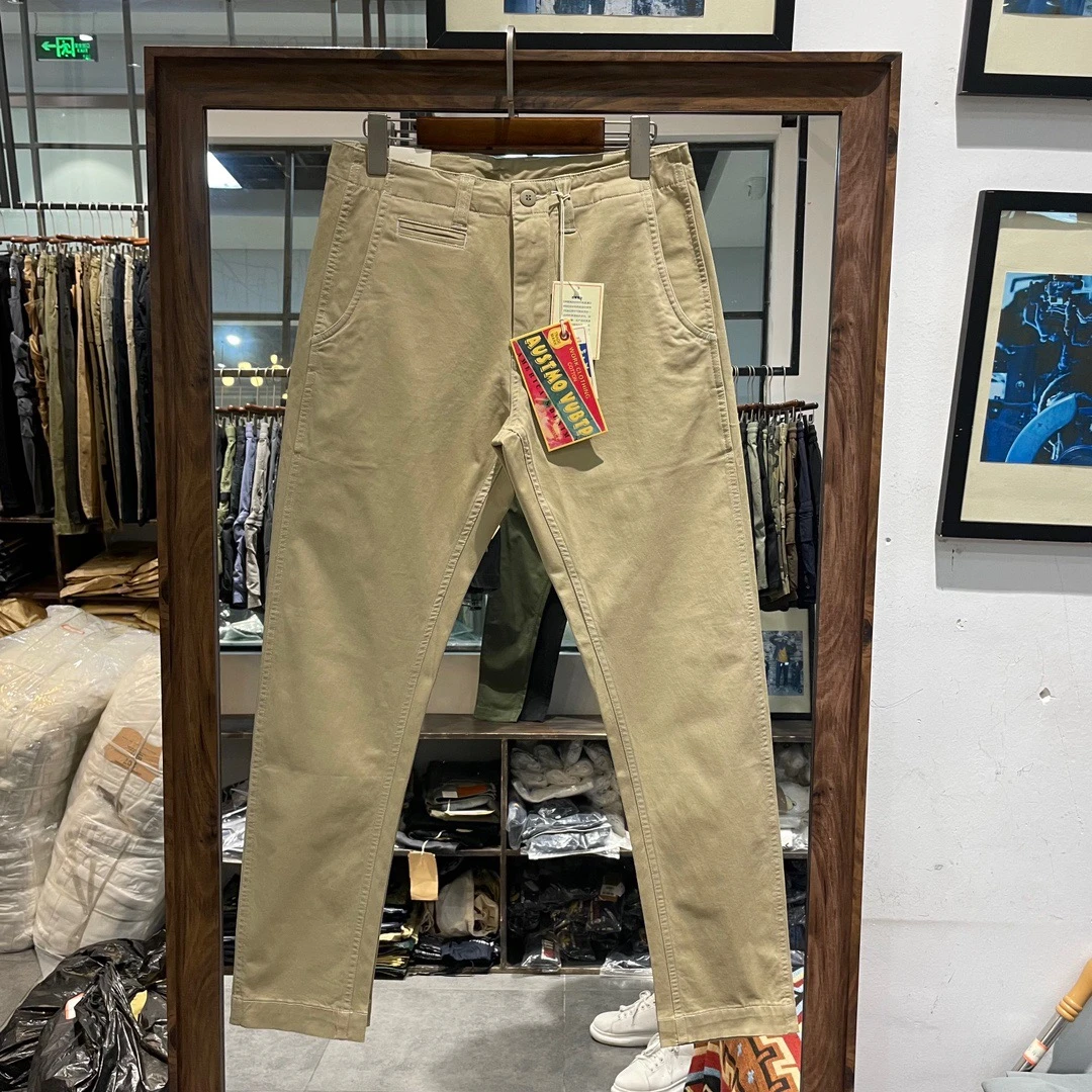 美式复古水洗斜纹弹力小直筒休闲裤男潮流时尚简约百搭长裤工装裤