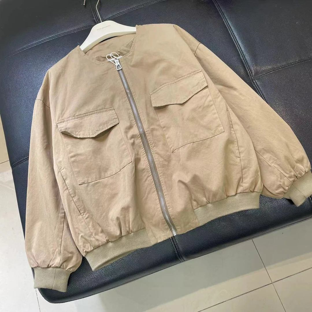 CS110日单秋装新款有内衬圆领长袖宽松休闲日系短外套女士