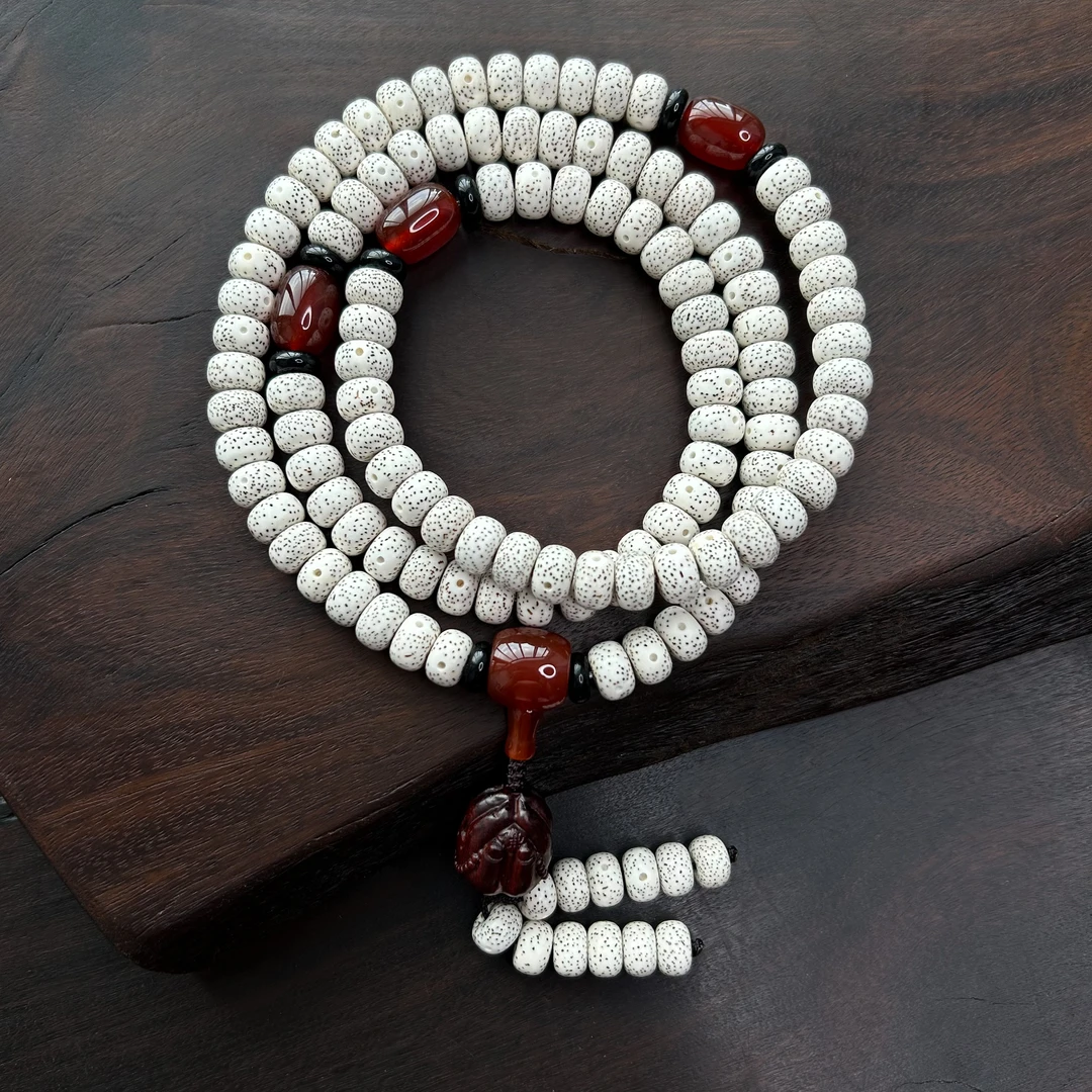 海南星月菩提（精品11.5mm）脱脂顺白108颗正月藏式桶珠 高抛长串