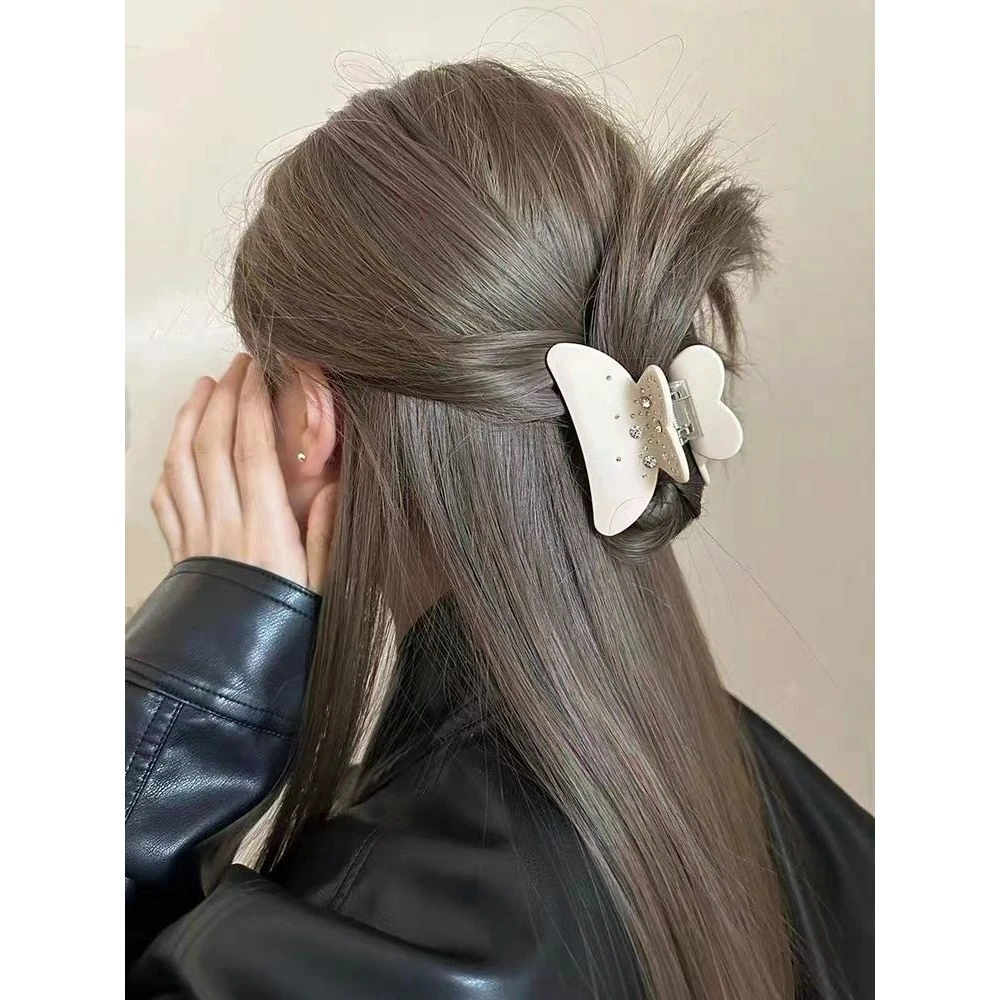 法式新款ejay闪耀镶钻蝴蝶结抓夹醋酸盘发夹中号鲨鱼夹马尾夹