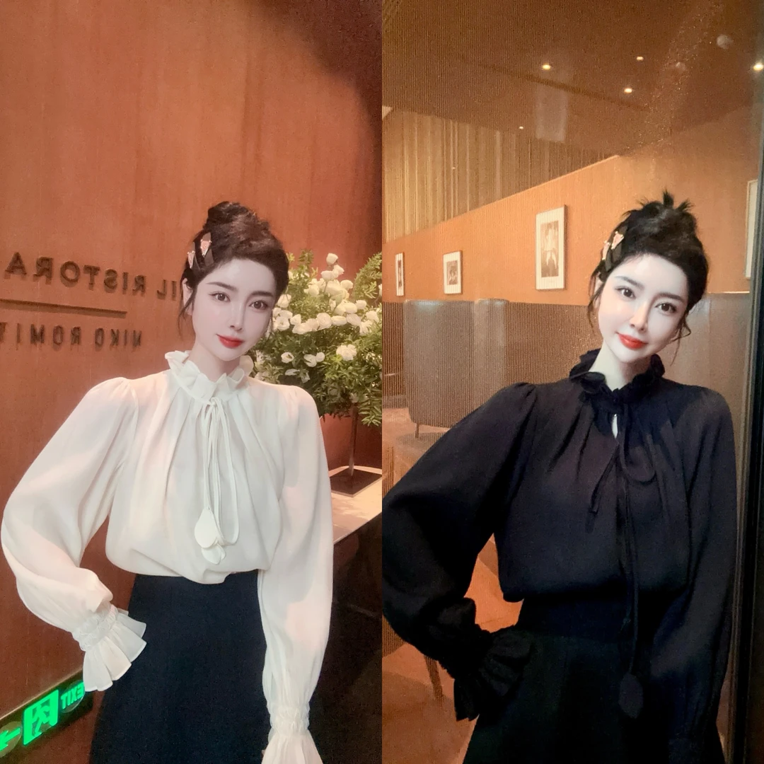 DL乐乐家【时光隧道】轻奢百搭长袖减龄显瘦日常休闲衬衫