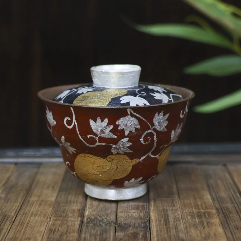 【见珊】葫芦盖碗（140ml）（蕉白S0552+蕉白s0136）