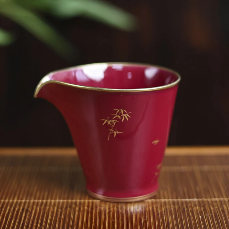 【见珊】 玫瑰红碎竹公道杯（华隐S0691）