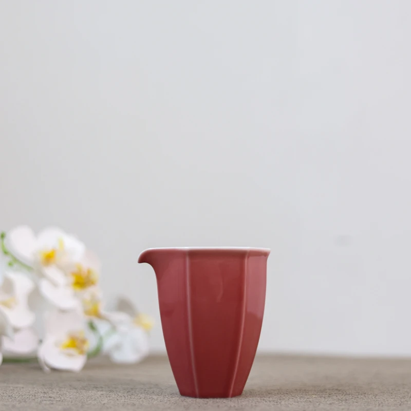 【见珊】豇豆红六角公道杯（V1600）