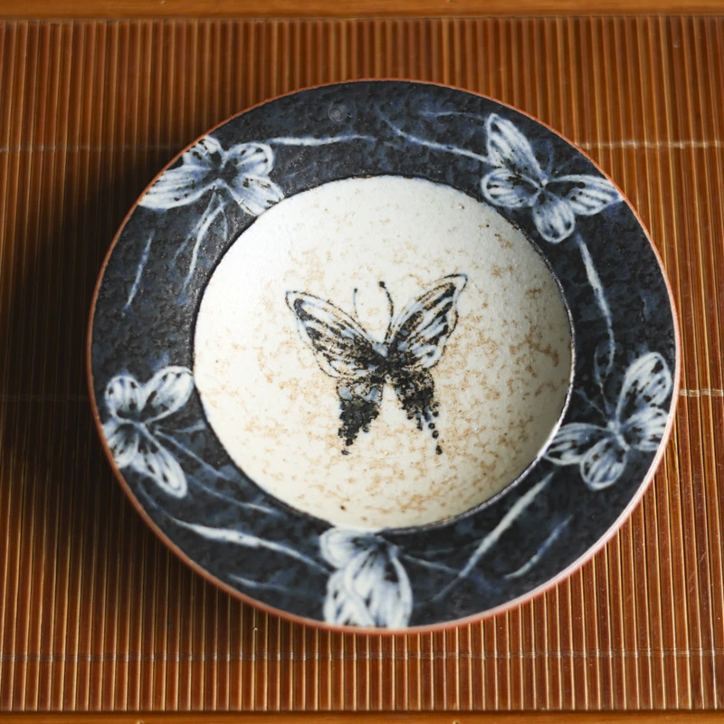 【见珊】蝴蝶-青墨-杯垫（青墨0051）