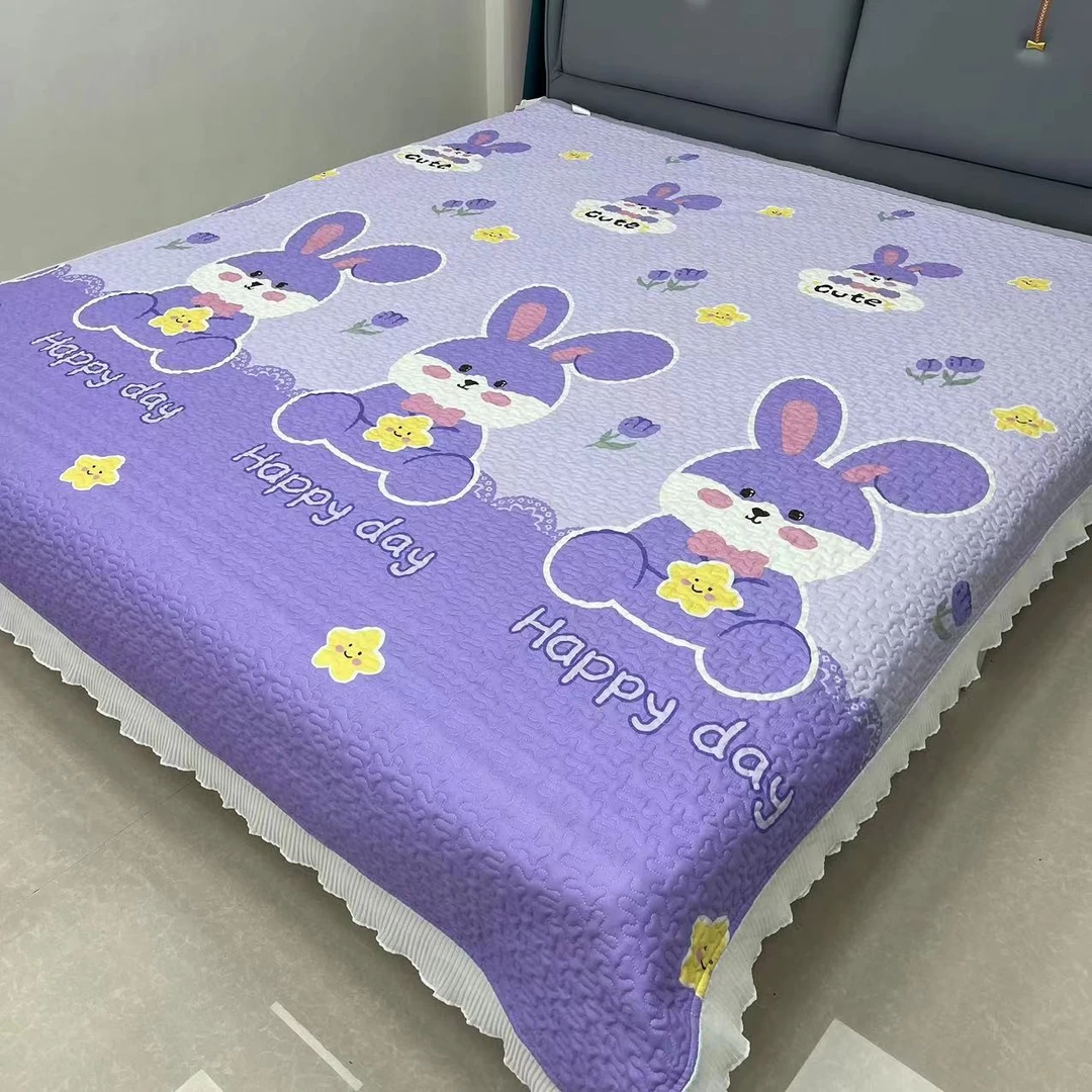 【升级版】四季通用床品加棉床盖雪纺花边可机洗不变形不滑床