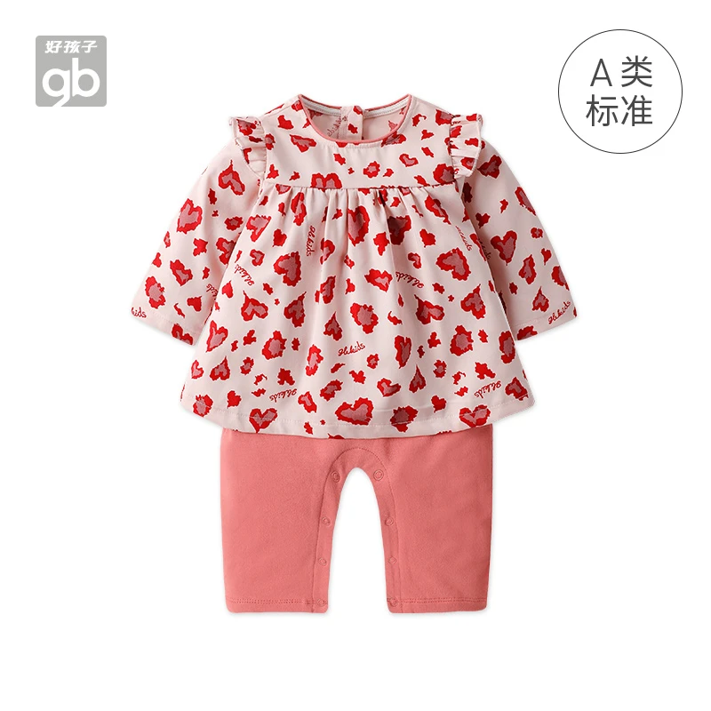 gb好孩子春秋季婴幼儿商场同款女宝宝连身衣婴儿洋气套装儿童女童