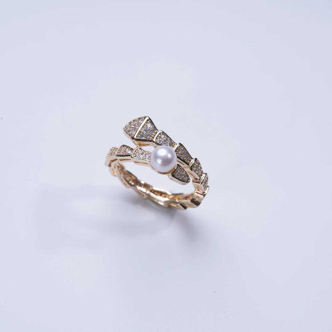 天然淡水珍珠「节节高升」4-5mm时尚百搭白色珍珠戒指【叶子专属】