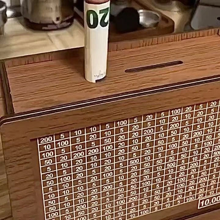 新型一万存钱罐复古木质画标记存钱罐只存不取计划可拆卸