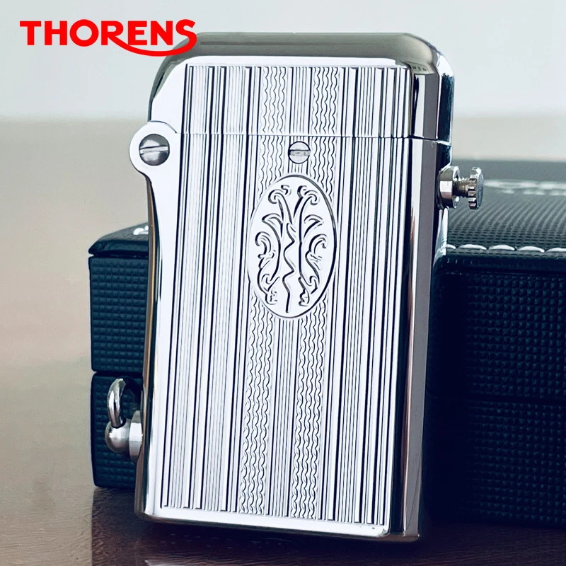 THORENS托伦斯双钩 煤油打火机 个性创意一键点火黄铜精雕砂轮