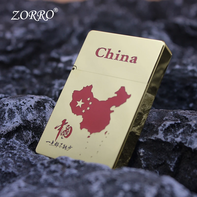 ZORRO佐罗 zl8【地图】小重甲 防风精雕黄铜一体煤油打火机男士礼品