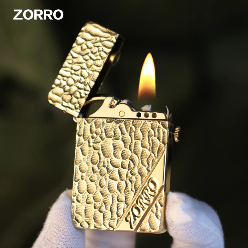 ZORRO佐罗爬犁毛肚陨石坑一键弹射复古煤油打火机