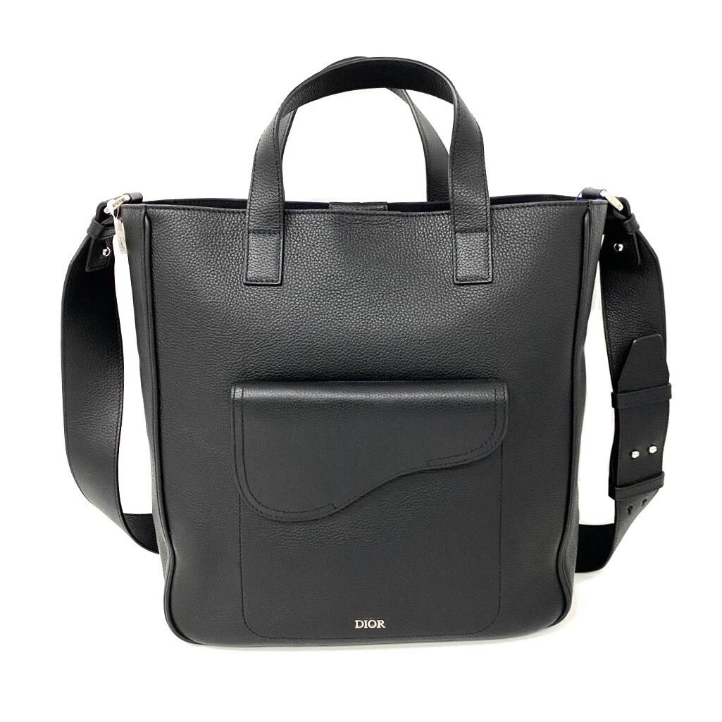 99新 DIOR/迪奥 Saddle黑色全皮手提托特包 尺寸30/33