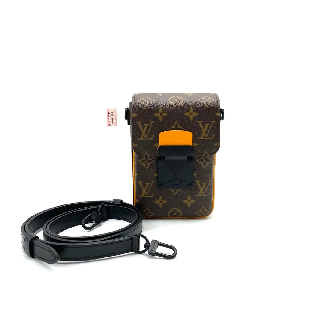 99新 LouisVuitton/路易威登 棕老花s lock斜挎手机包 尺寸12/19