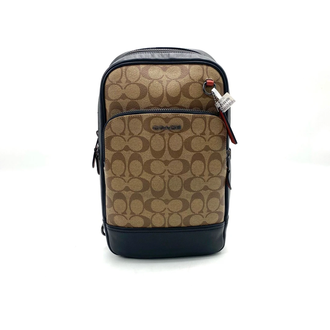 95新 COACH/蔻驰 98新经典老花拼皮单肩包胸包 尺寸34/20