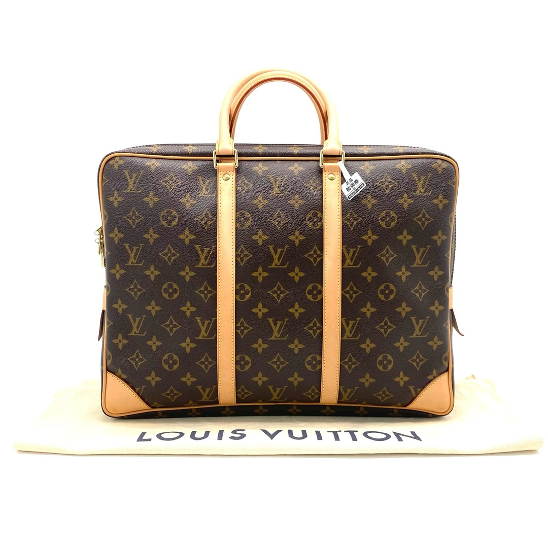 95新 LouisVuitton/路易威登 98新 棕老花手提公文包 尺寸40/30