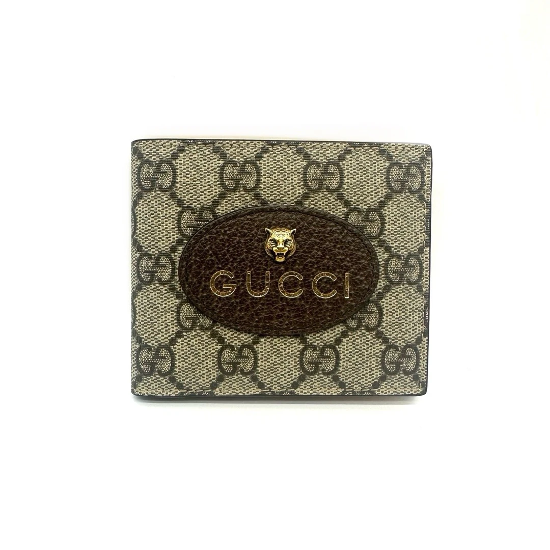 99新 GUCCI/古驰 经典老花虎头短款对折钱包 尺寸11/9