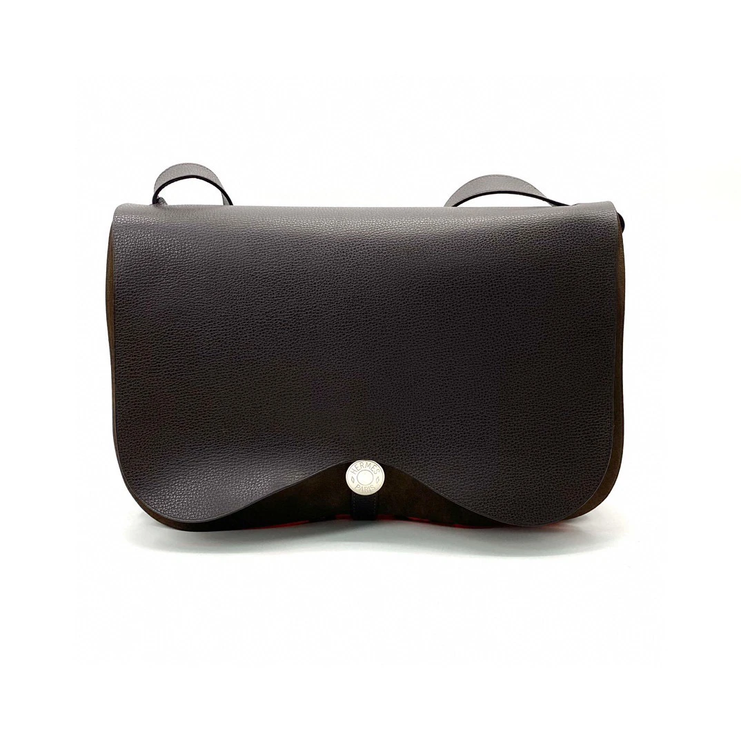 95新 Hermes/爱马仕 全皮翻盖邮差包 尺寸38/23