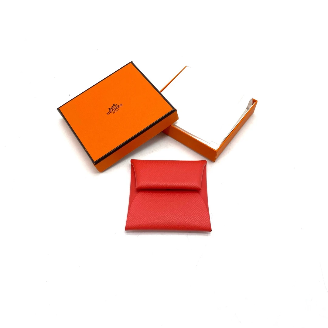 99新 Hermes/爱马仕 斋普尔粉色全皮零钱袋 尺寸8/8 框P刻