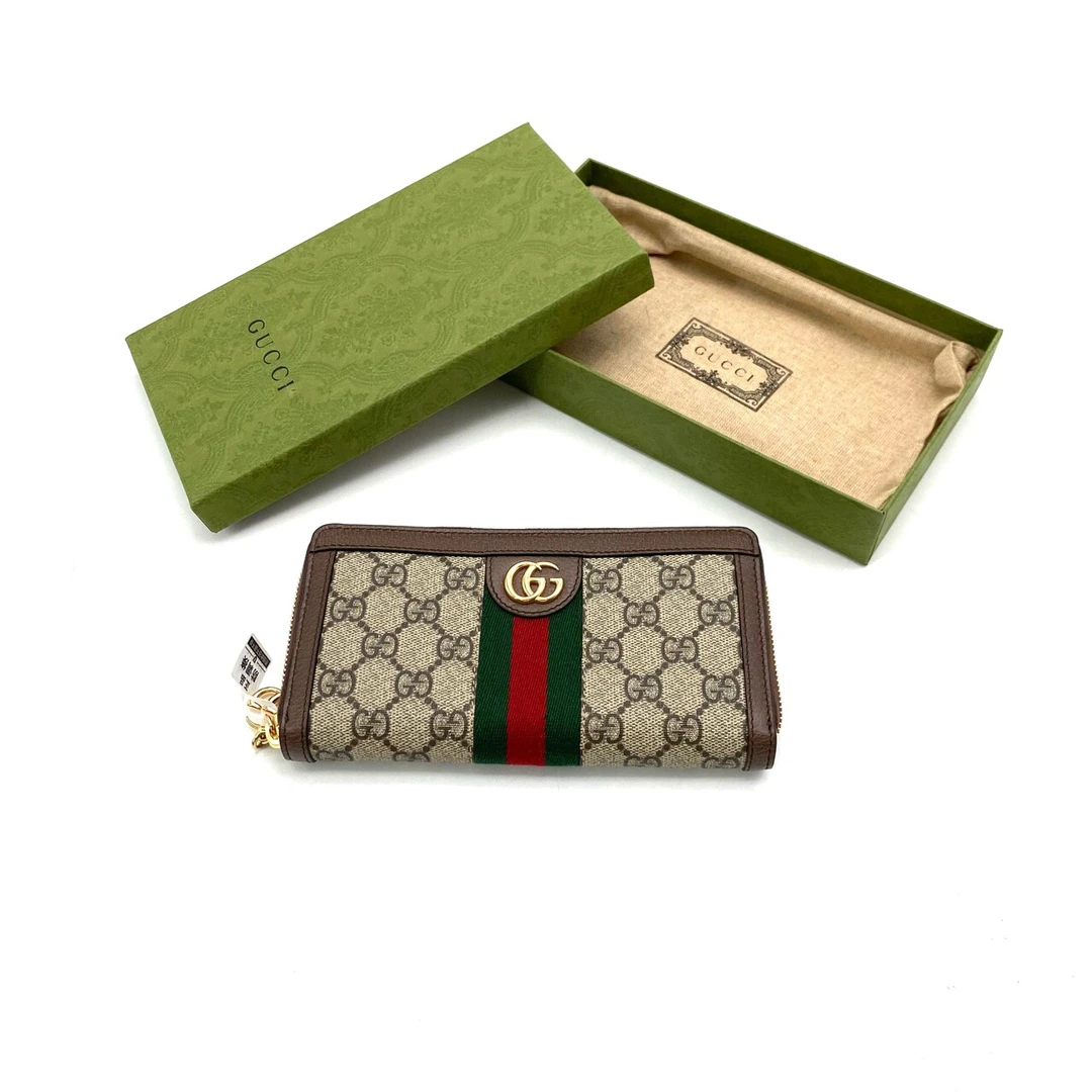 全新未使用 GUCCI/古驰 经典老花GG拉链钱包 尺寸19/10